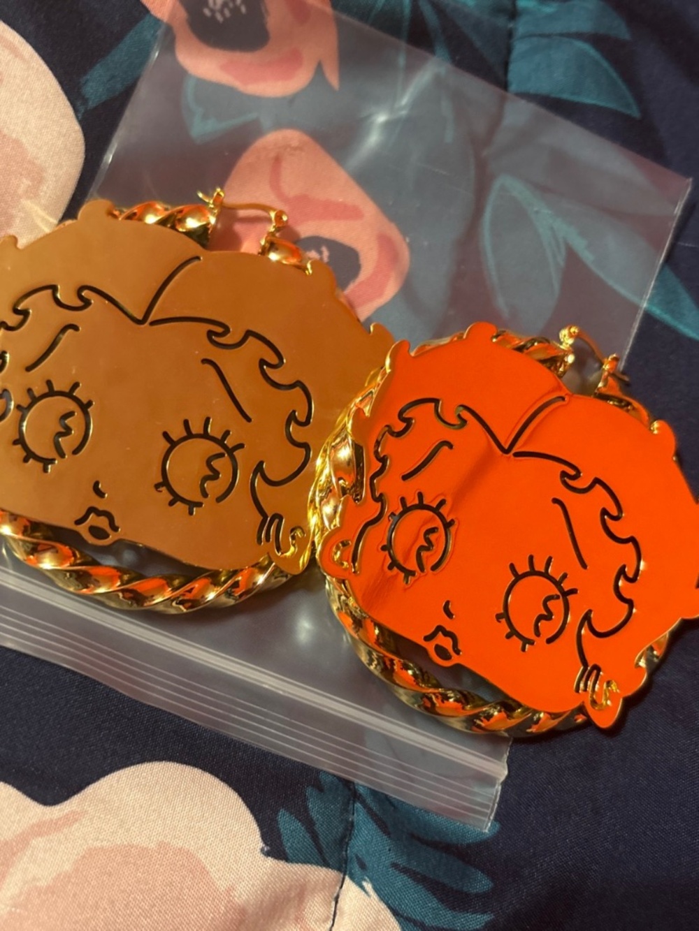 Betty boop gold hoop earrings